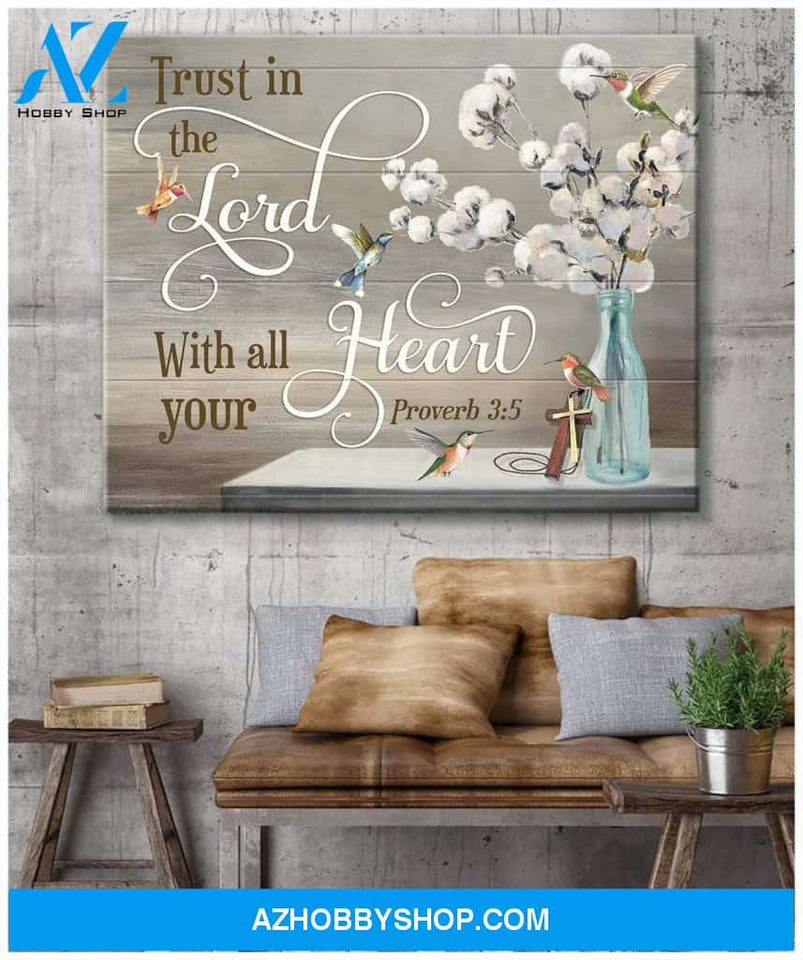 Trust In The Lord Hummingbird Premium Wall Art Canvas
