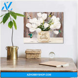 Tulips and Hummingbird Just Breathe Brown Canvas Wall Art Decor, gifts for hummingbird lovers