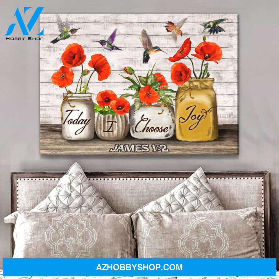 Tulips and Hummingbirds Today I Choose Joy Canvas Wall Art