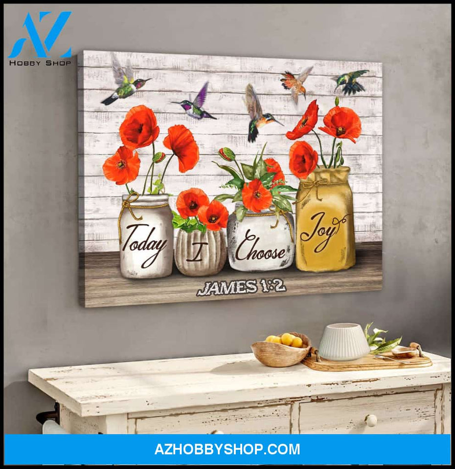 Tulips and Hummingbirds Today I Choose Joy Canvas Wall Art