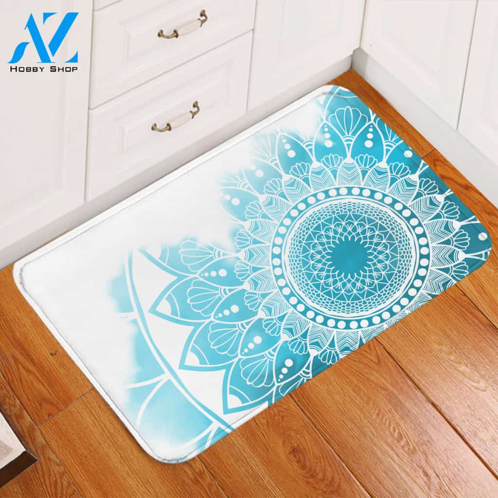 Turquoise Mandala Door Mat