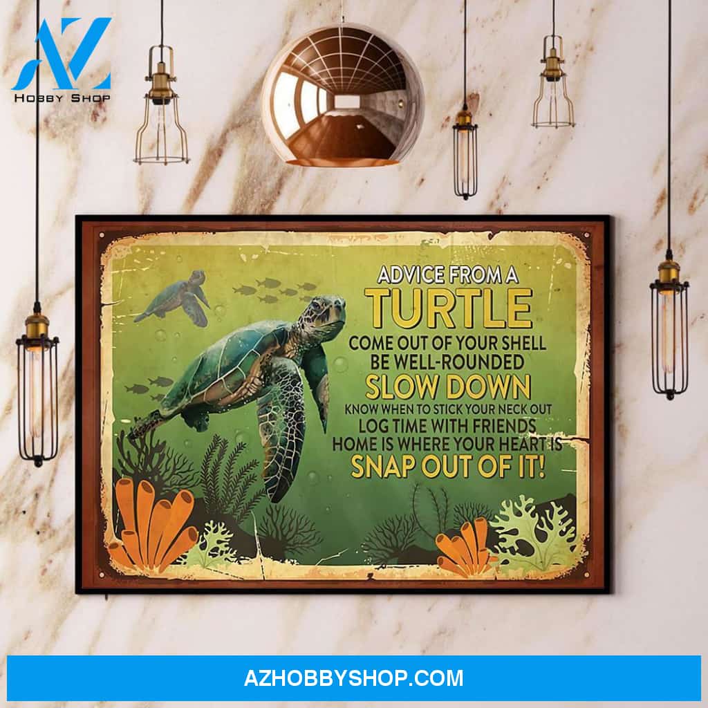 Turtle Advice From A Turtle Slow Down Canvas And Poster, Wall Decor Visual Art