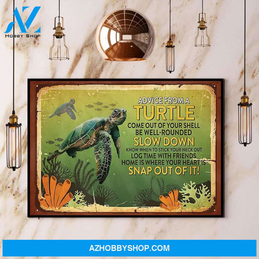 Turtle Advice From A Turtle Slow Down Canvas And Poster, Wall Decor Visual Art