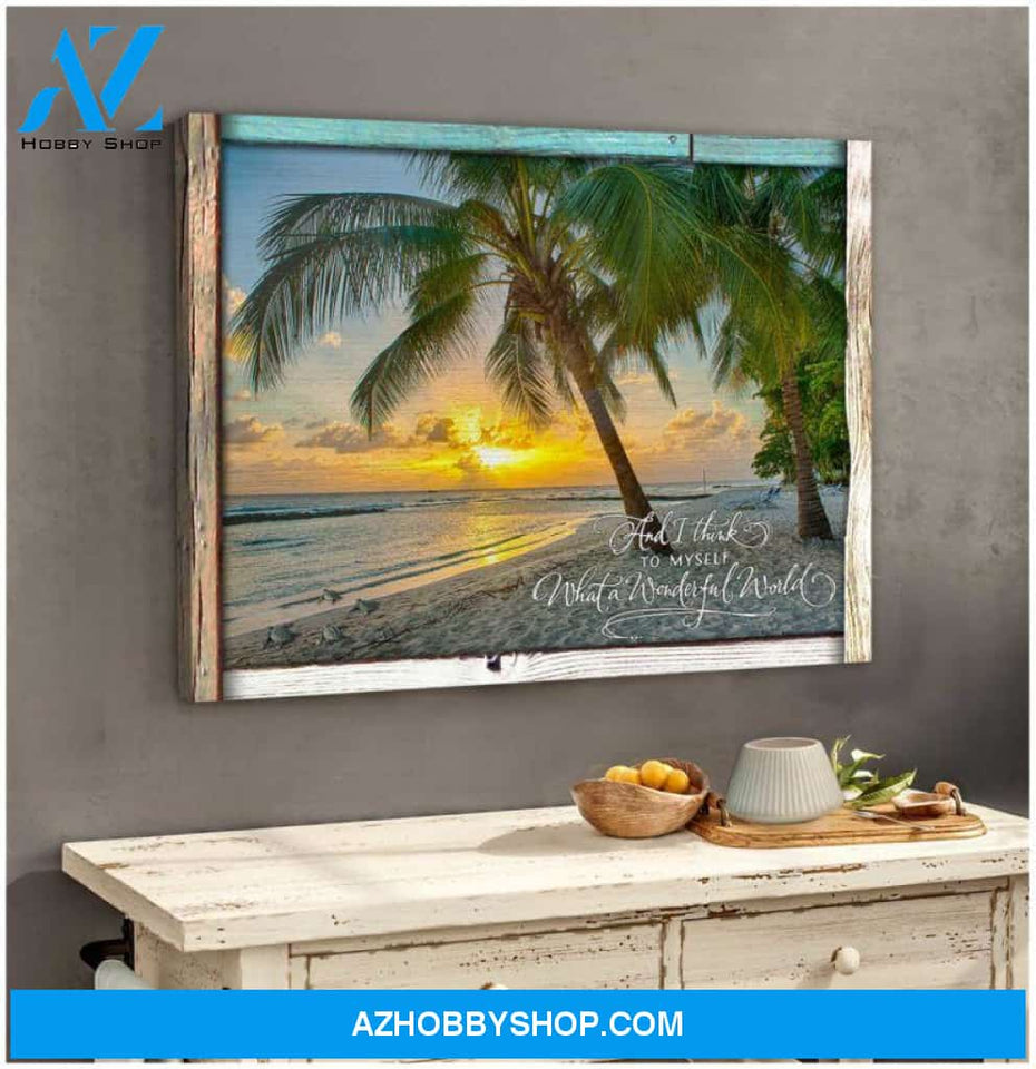 Turtle And Beach Canvas - Hanging Art For Living Room