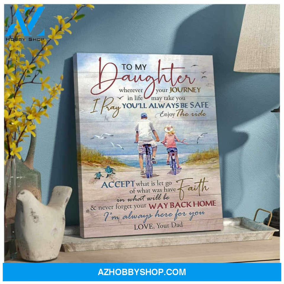 Top #33 Turtle and Beach Canvas To My Daughter Canvas Wall Art, Wall Decor Visual Art