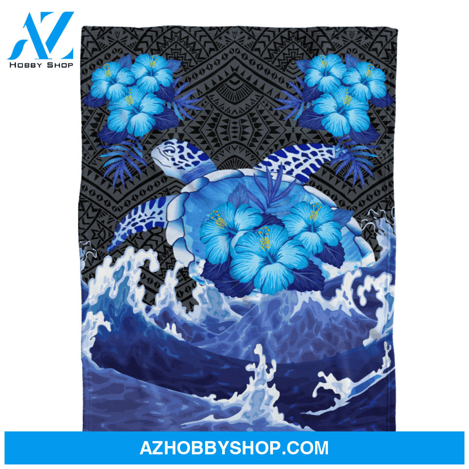 Turtle Blanket, Blue Turtle Gift For Turtle Lover Ocean Lover