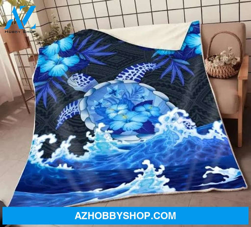 Turtle Blanket, Blue Turtle Gift For Turtle Lover Ocean Lover