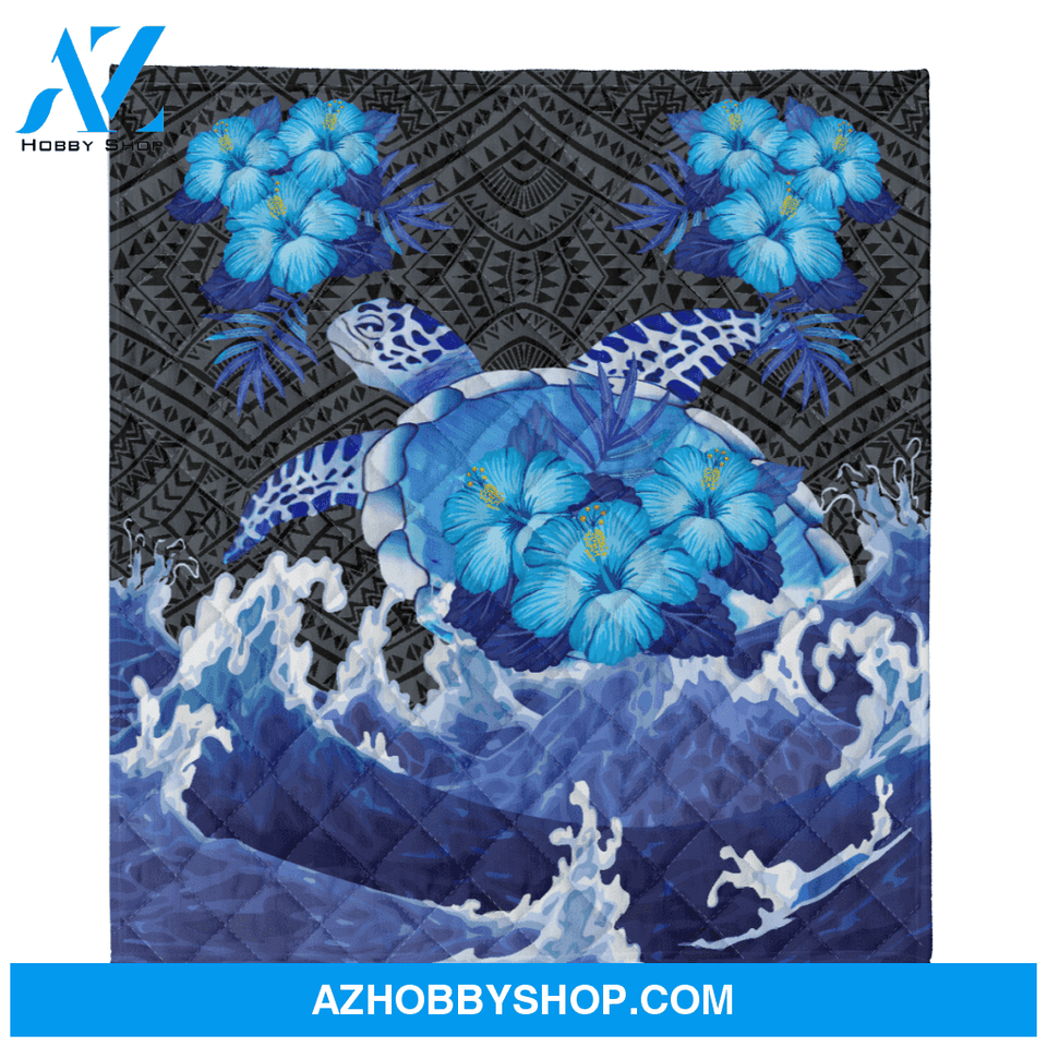 Turtle Blanket, Blue Turtle Gift For Turtle Lover Ocean Lover