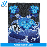 Turtle Blanket, Blue Turtle Gift For Turtle Lover Ocean Lover
