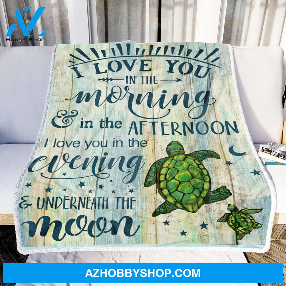 Turtle Blanket, I Love You In The Morning,Afternoon And Evening.Gift For Friend Family Home Decor Bedding Couch Sofa Soft And Comfy Cozy
