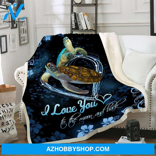 Turtle Blanket I Love You To The Moon And Back Blanket Gift For Turtle Lovers Birthday Gift Home Decor Bedding Couch Sofa Soft and Comfy Cozy