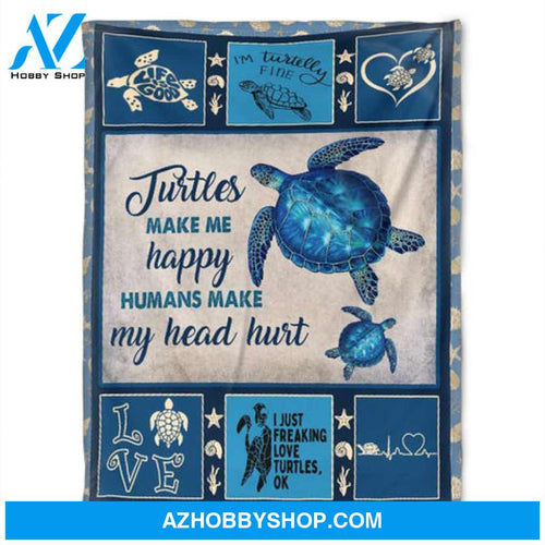 Turtle Blanket, Love Turtles, Soft Blanket, Fleece Blanket.Gift For Friend Family 
