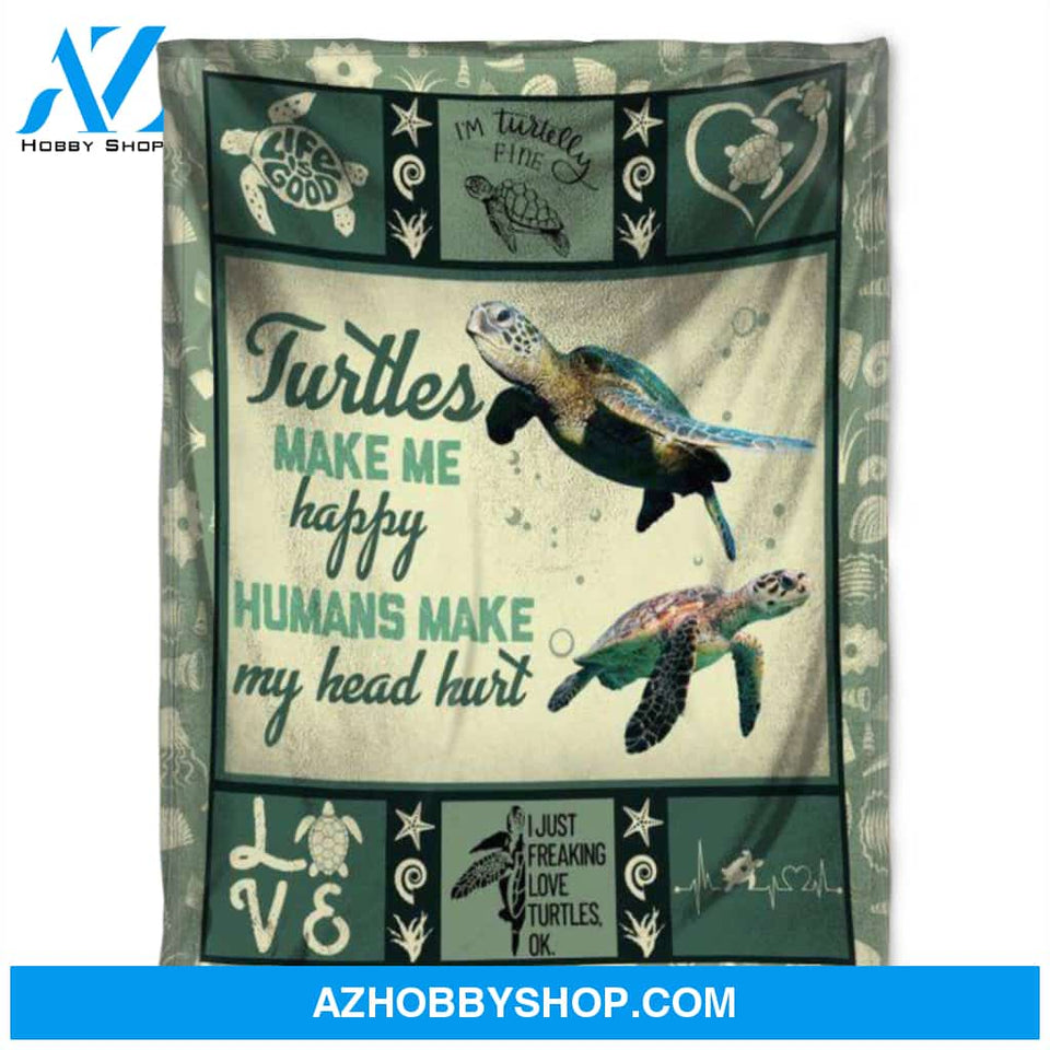 Turtle Blanket, My Head Hurt, Soft Blanket, Fleece Blanket.Gift For Friend Family Home Decor Bedding Couch Sofa Soft and Comfy Cozy