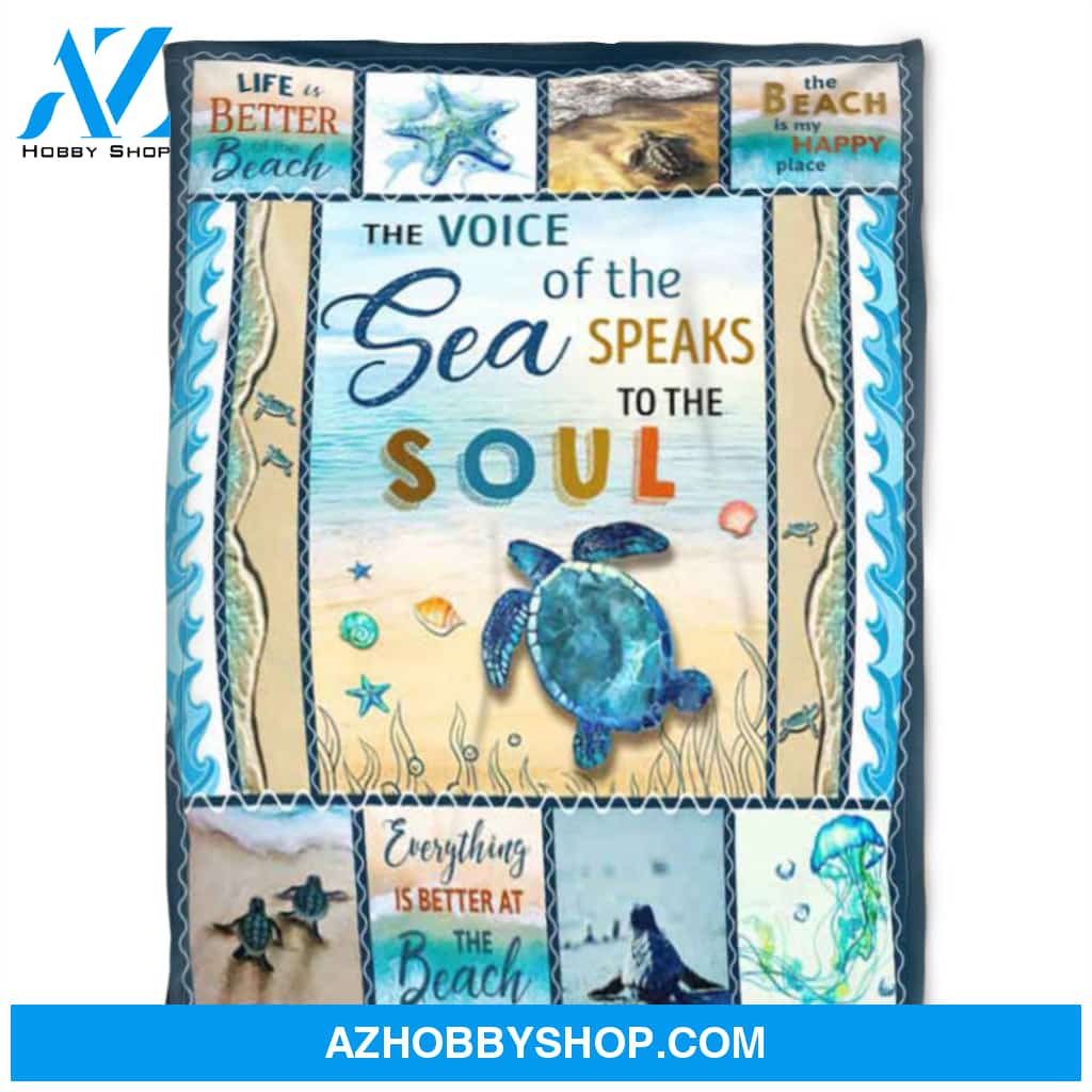 Turtle Blanket, The Beach In The Happy, Soft Blanket, Fleece Blanket.Gift For Friend Family Home Decor Bedding Couch Sofa Soft and Comfy Cozy