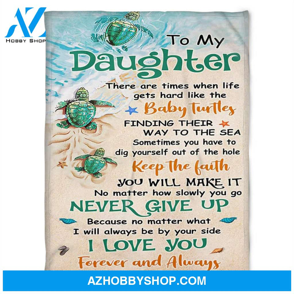 Turtle Blanket, To My Daughter, I Will Always Be By Your Side,Soft Blanket, Fleece Blanket.Gift For Friend Family Home Decor Bedding Couch Sofa Soft And Comfy Cozy