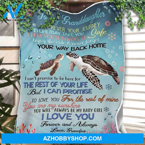 Turtle Blanket, To My Granddaughter, You Will Always Be My Baby Girl.Gift For Friend Family Home Decor Bedding Couch Sofa Soft And Comfy Cozy