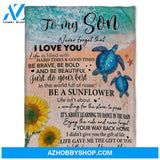 Turtle Blanket, To My Son, Be A Sunflower, Soft Blanket, Fleece Blanket.Gift For Friend Family Home Decor Bedding Couch Sofa Soft and Comfy Cozy