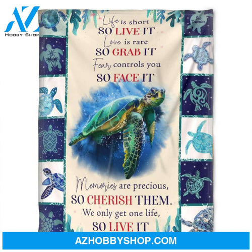 Turtle Blanket, We Only Get One Life, So Live It,Soft Blanket.Gift For Friend Family Home Decor Bedding Couch Sofa Soft And Comfy Cozy