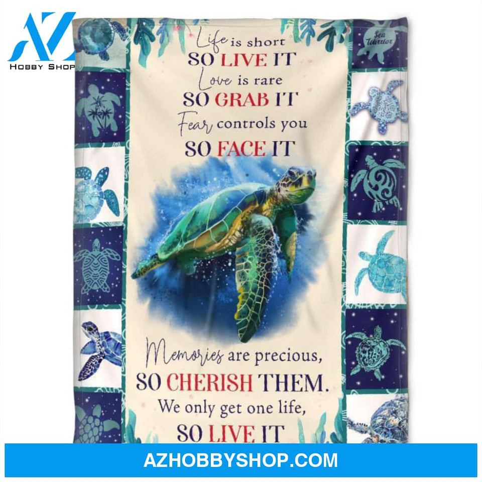 Turtle Blanket, We Only Get One Life, So Live It,Soft Blanket.Gift For Friend Family Home Decor Bedding Couch Sofa Soft And Comfy Cozy