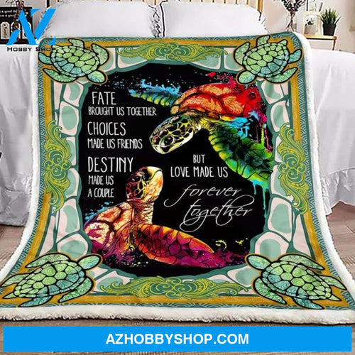 Turtle Couple Fleece Blanket