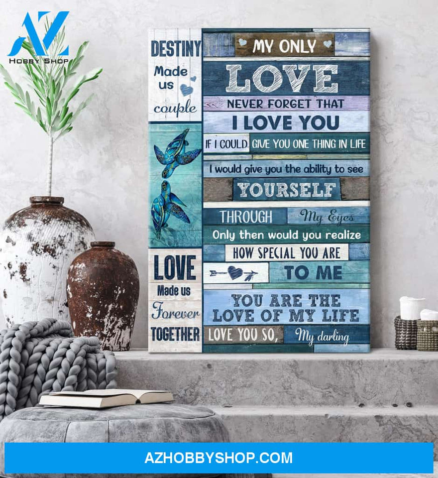Turtle - Destiny made us couple, love made us forever together Couple Portrait Canvas Prints - Wall Art