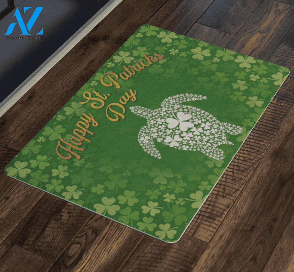 Turtle Doormat Happy St. Patrick's Day | Welcome Mat | House Warming Gift