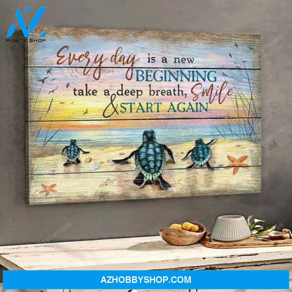 [CUSTOM] Turtle - Everyday is a new beginning - Jesus Landscape Canvas Prints