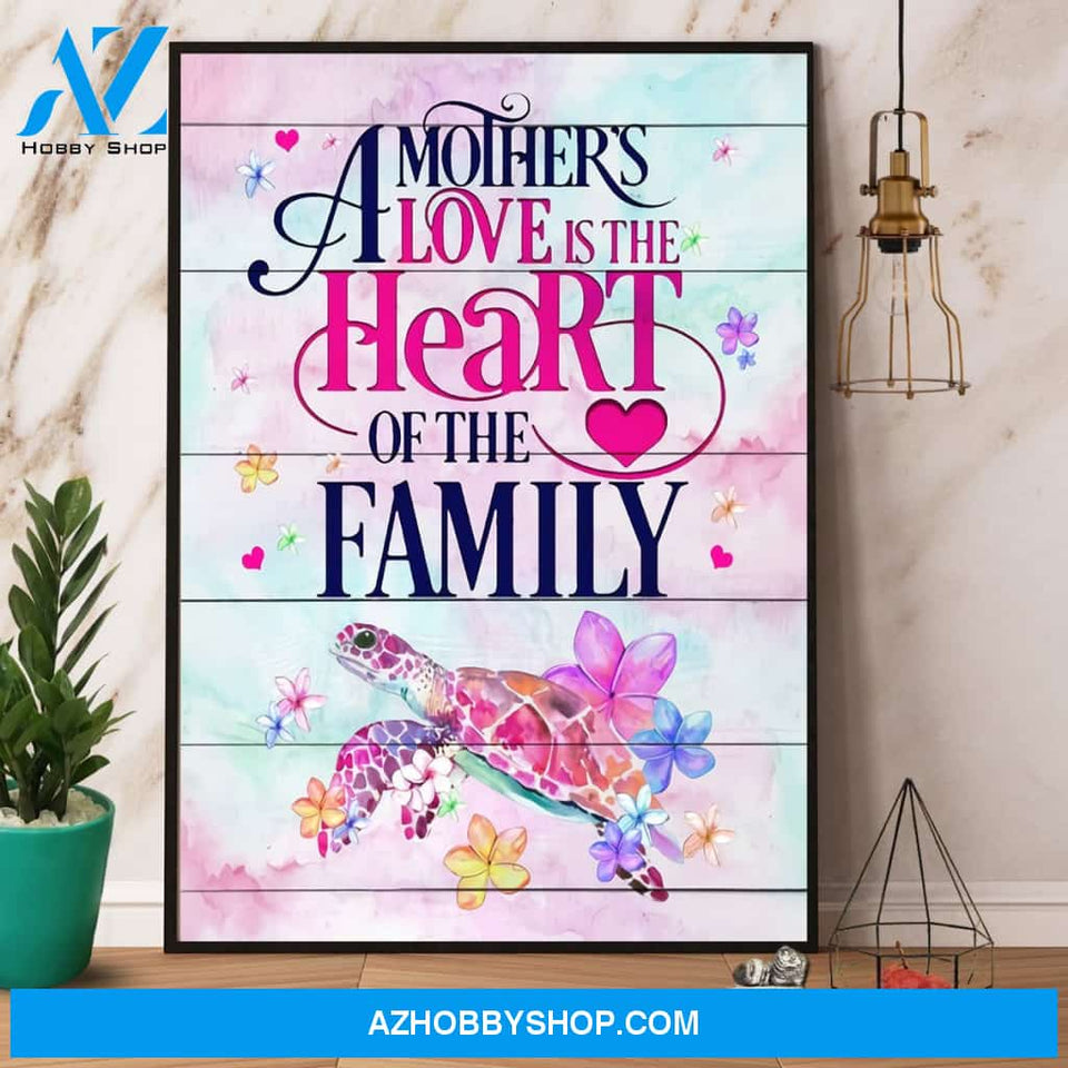 Turtle Flower A Mother’S Love Is The Heart Of The Family Canvas And Poster, Wall Decor Visual Art