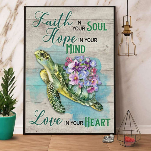 Turtle Flower Faith Hope Love Paper Poster No Frame Matte Canvas Wall Decor