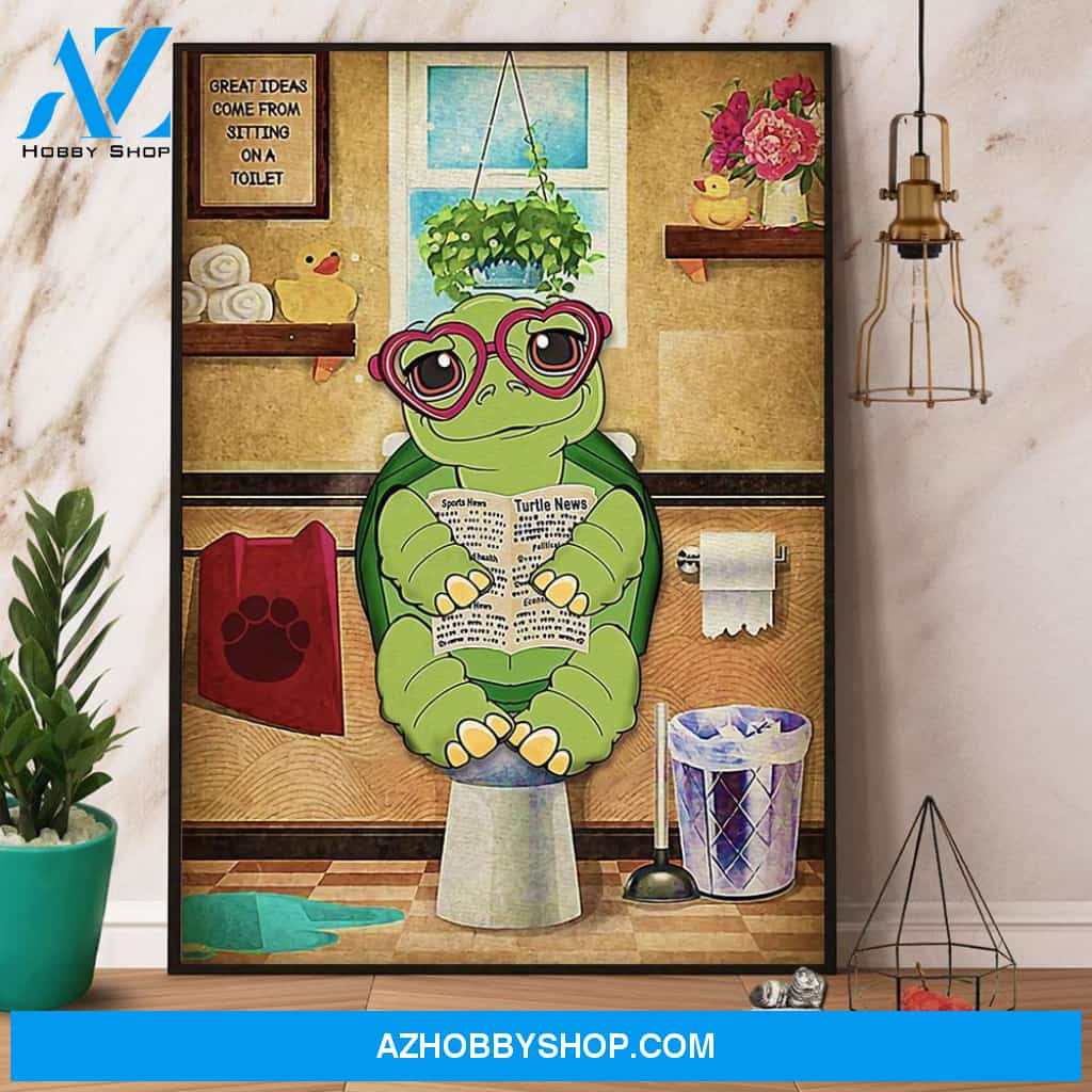 Turtle Great Ideas Come From Sitting On A Toilet Canvas And Poster, Wall Decor Visual Art