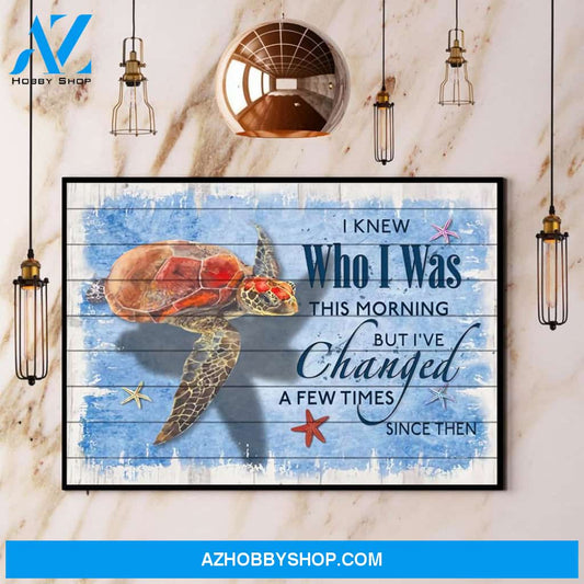Turtle I Knew Who I Was This Morning But I’Ve Changed Canvas And Poster, Wall Decor Visual Art