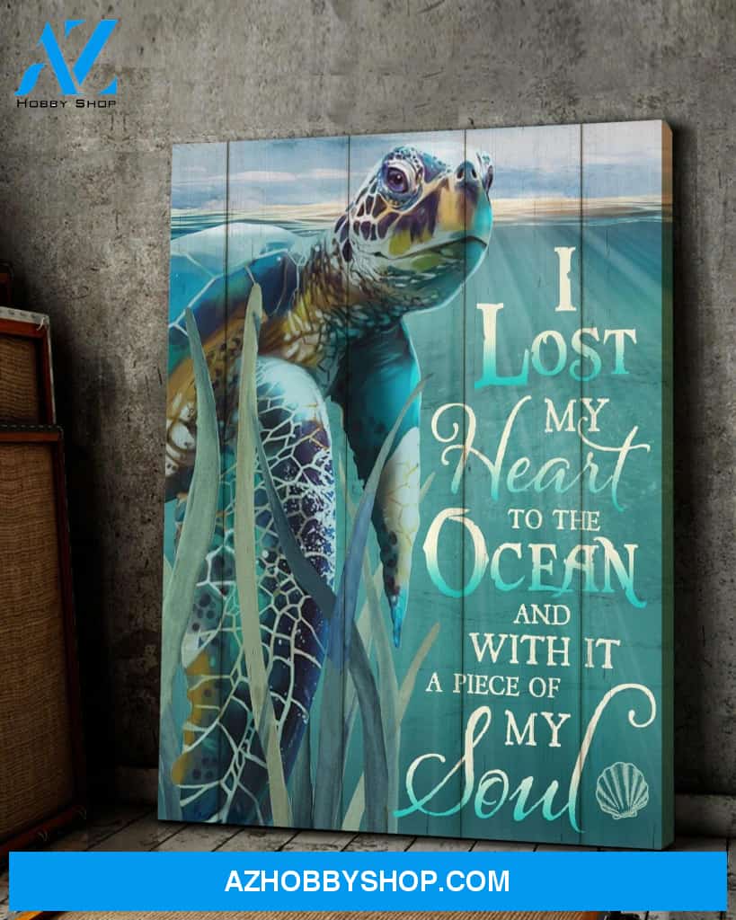 Turtle I lost my heart to the ocean - Matte Canvas, gift for you, gift for turtle lover, gift to love turtle couple, living room wall art, bedroom wall art c56