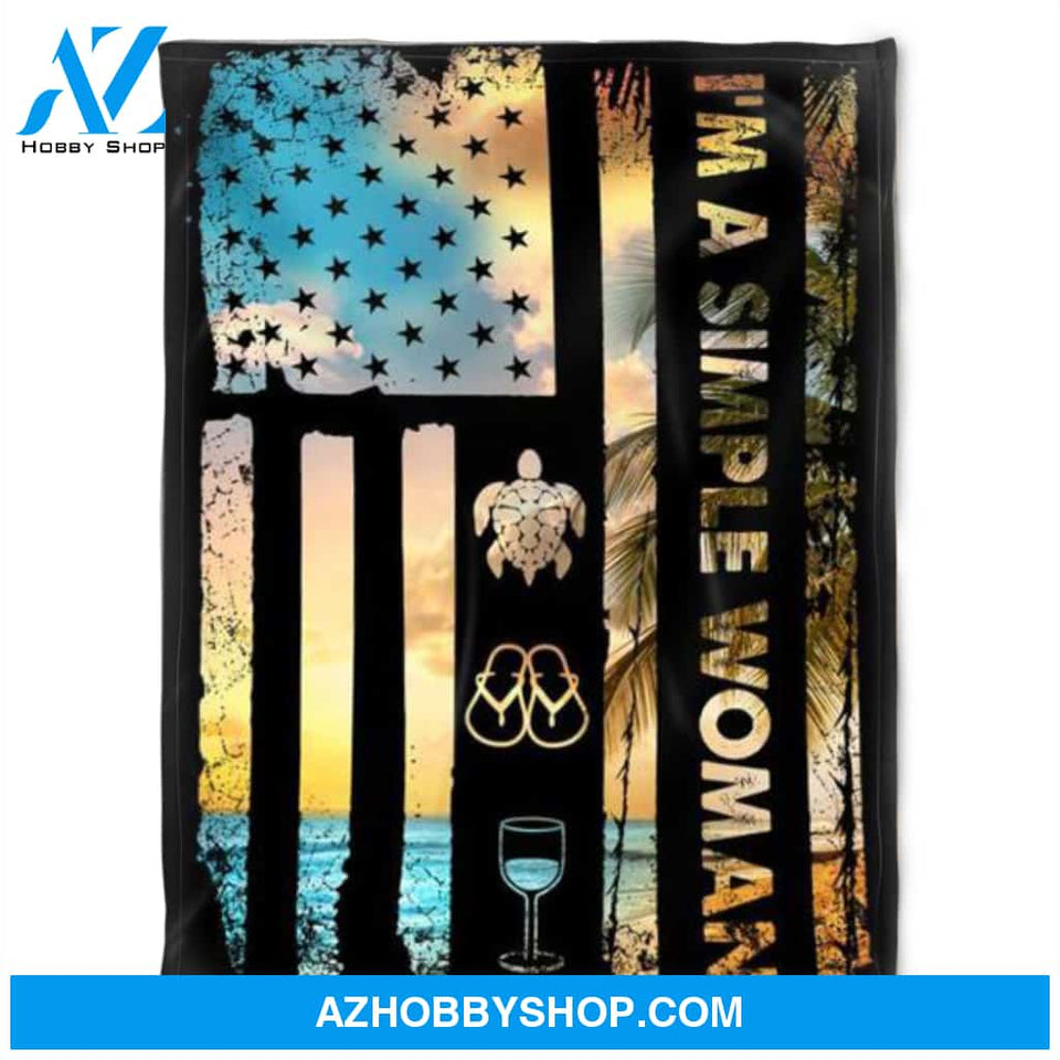 Turtle, I'm A Simple Woman, Soft Blanket, Fleece Blanket.Gift For Friend Family Home Decor Bedding Couch Sofa Soft and Comfy Cozy