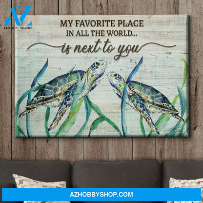 Turtle In Seaweed - Premium Matte Canvas