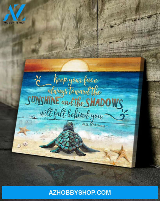 Turtle keep your face always toward the sunshine - Matte Canvas, gift for you, gift for turtle lover, gift for cotton flower lover c9
