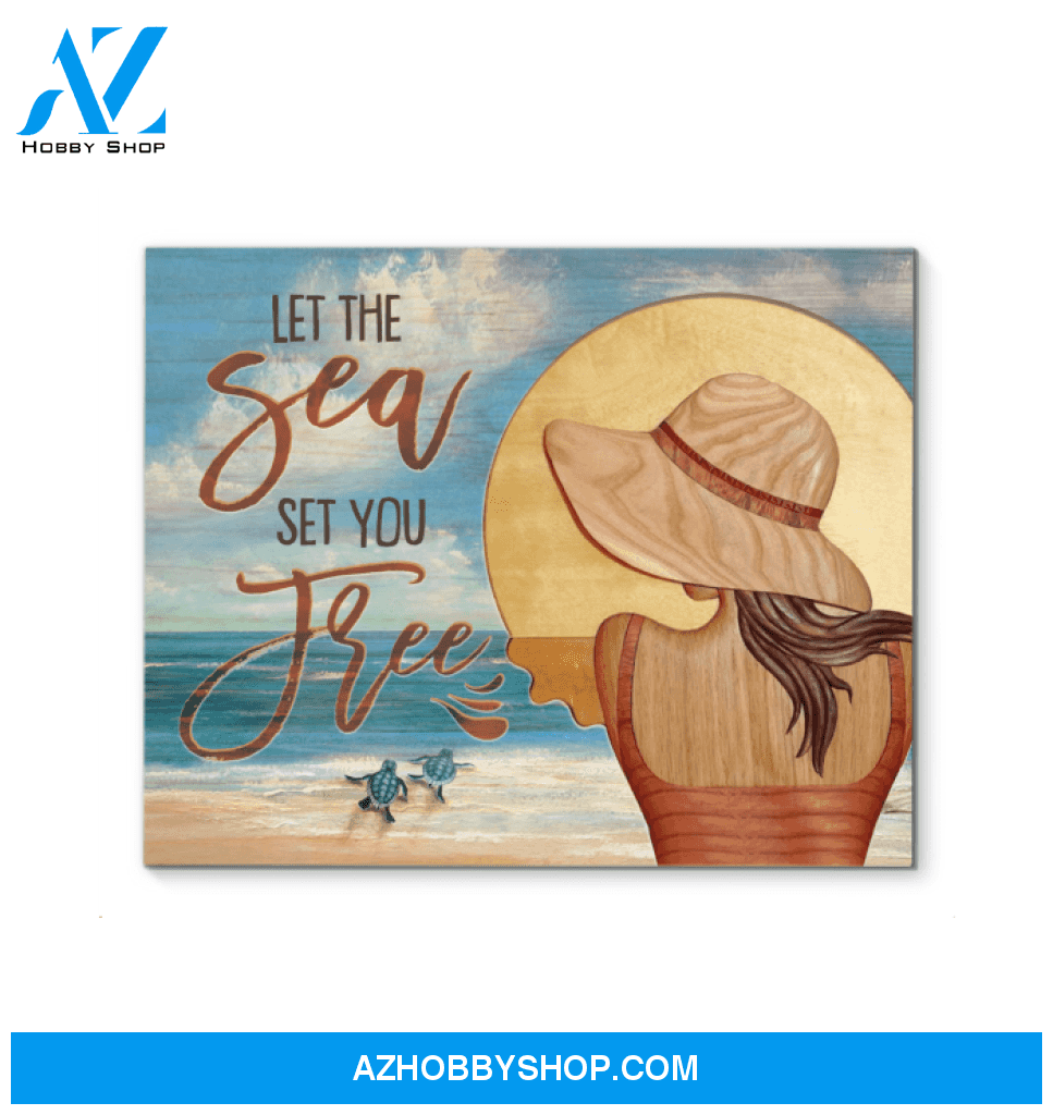 Turtle Let The Sea Framed Canvas Wall Art