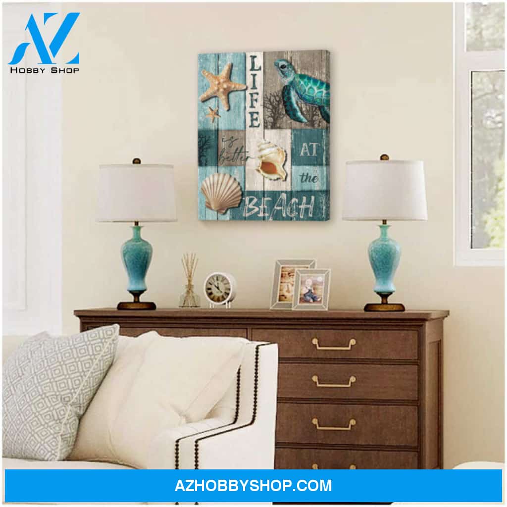 Ohcanvas Turtle Life Is Better At The Beach Canvas Wall Art Decor