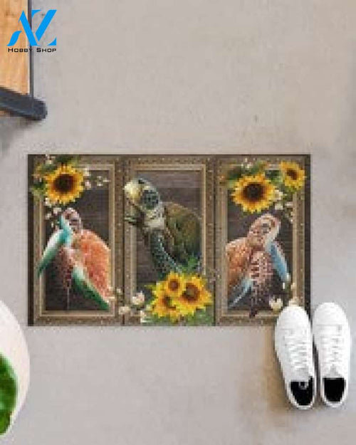 Turtle Lovely Sunflowers Gift For You Doormat