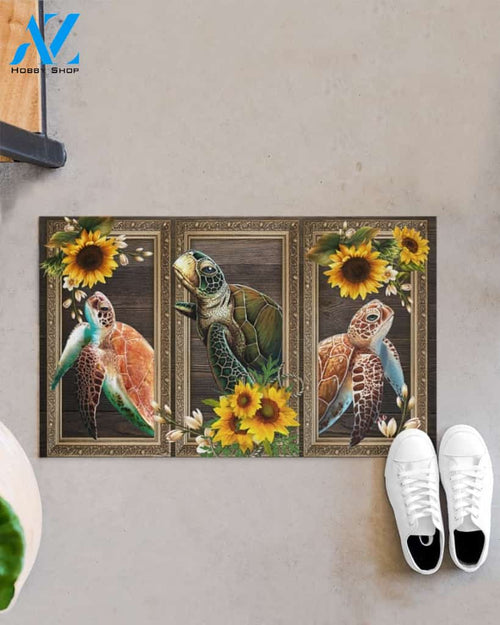 Turtle Lovely Sunflowers Indoor And Outdoor Doormat Gift For Turtle Lovers Birthday Gift Decor Warm House Gift Welcome Mat