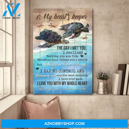 Turtle - My heart's keeper - I love you with my whole heart Couple Portrait Canvas Prints - Wall Art