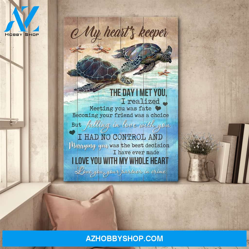 Turtle - My heart's keeper - I love you with my whole heart Couple Portrait Canvas Prints - Wall Art