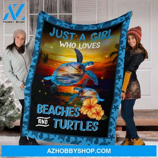 Turtle Premium Blanket Just A Girl Fleece Blanket