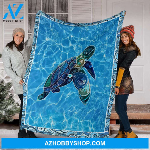 Turtle Quill Paper Art Pre Fleece Blanket