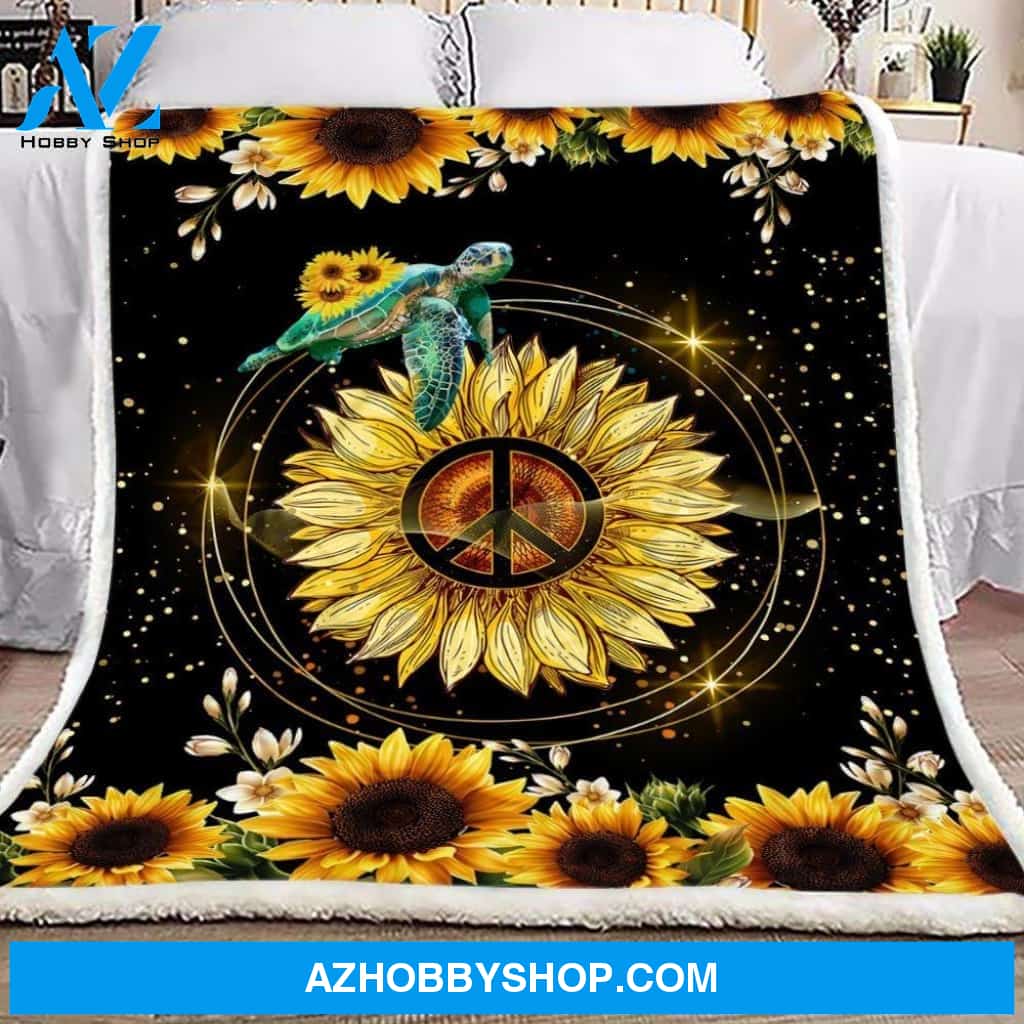 Turtle Sunflower Fleece Blanket