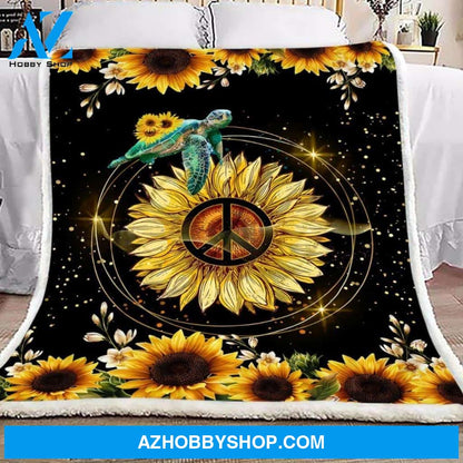 Turtle Sunflower Fleece Blanket