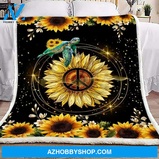 Turtle Sunflower Fleece Blanket
