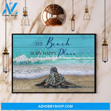 Turtle The Beach Is My Happy Place Canvas And Poster, Wall Decor Visual Art