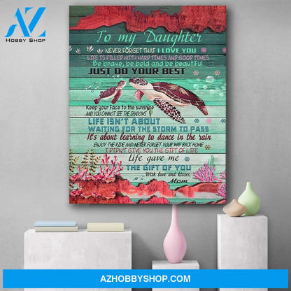 Turtle To My Daughter Canvas Print Wall Art - Matte Canvas 1