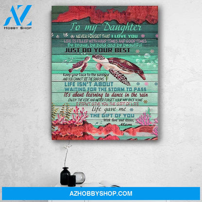 Turtle To My Daughter Canvas Print Wall Art - Matte Canvas 1
