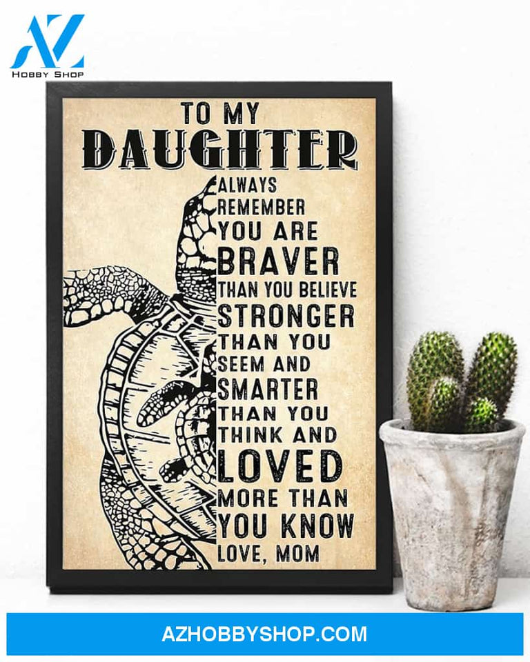 Turtle To My Daughter Vertical Canvas Decor, Wall Decor Visual Art